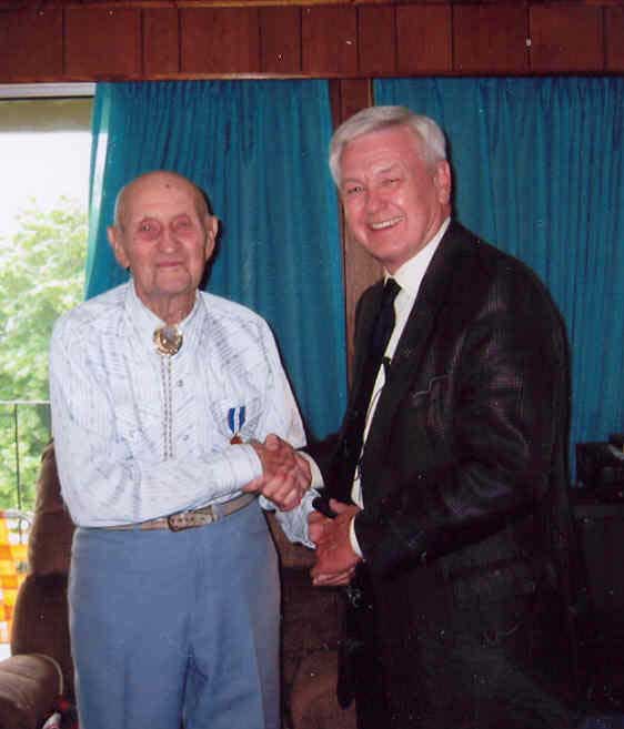 Duke Procter Receiving The Queen's Jubilee Medal, age 104